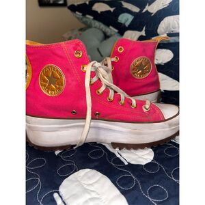 Converse Women's Custom Chuck Taylor Platform High Tops Pink Size 9 1/2